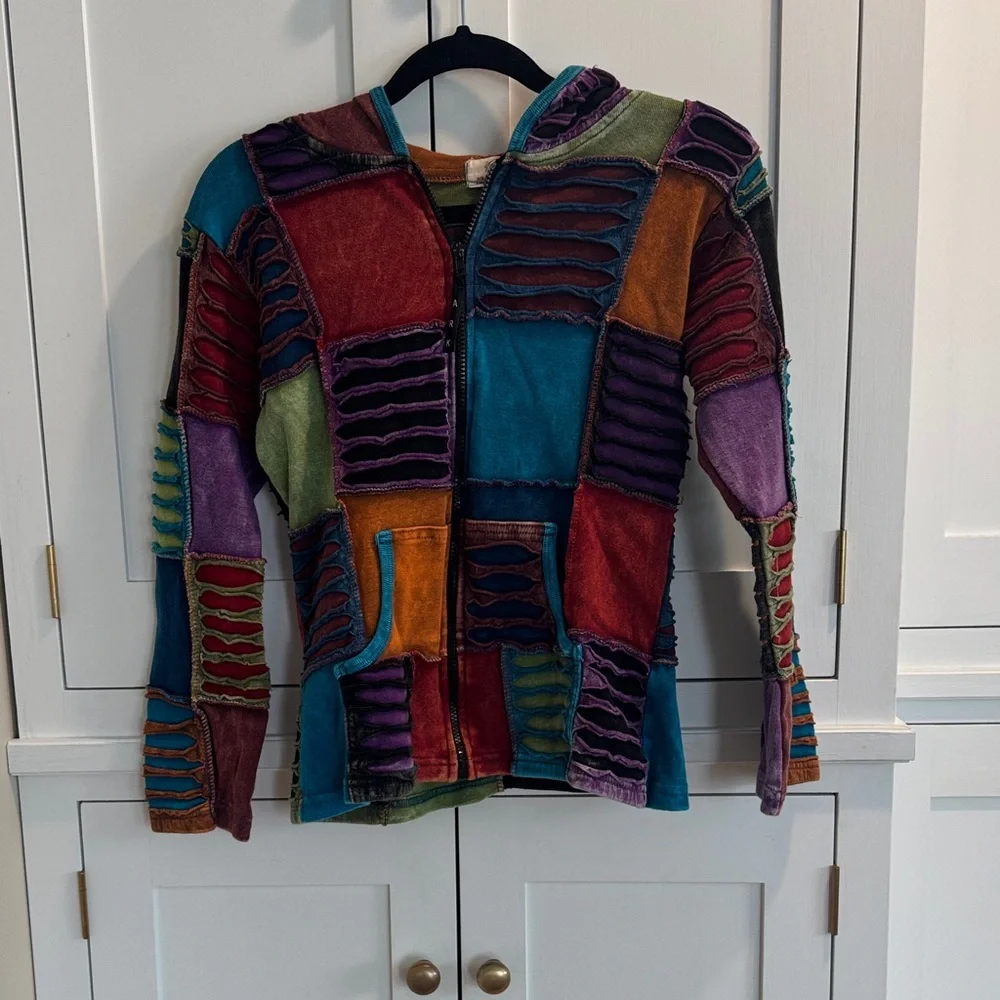Patchwork Multi-Color Hoodie Jacket - Picture 9 of 9